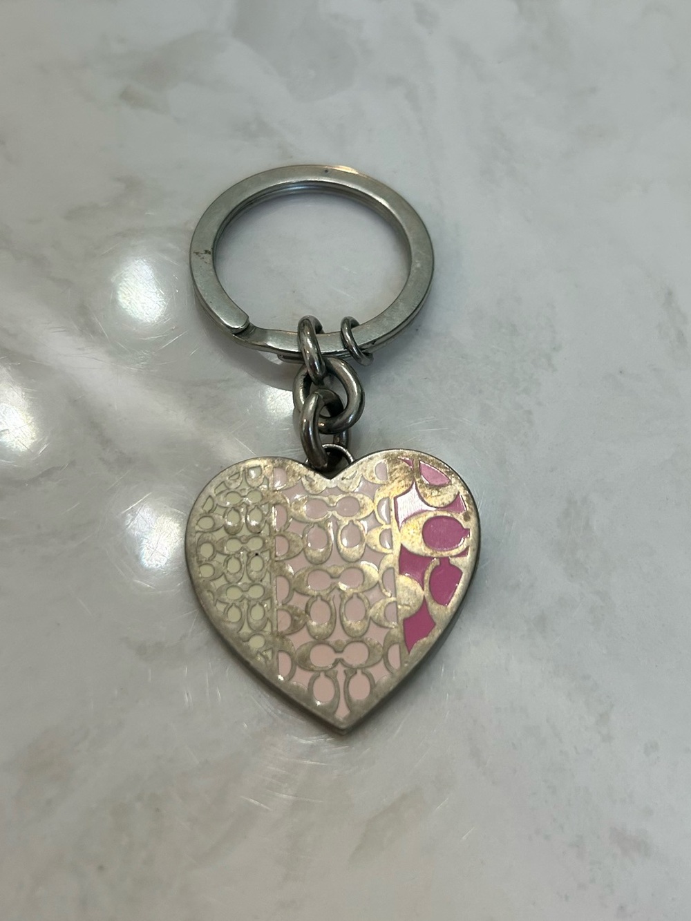 Coach Heart Signature Keychain